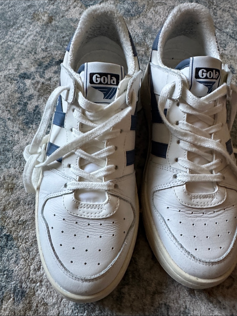 Gola White Sneakers with Navy Accents